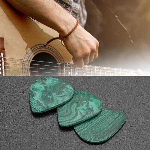 3Pcs Guitar Picks Wear-resistant Exquisite Faux Malachite Smooth Finger Picks for Instrument