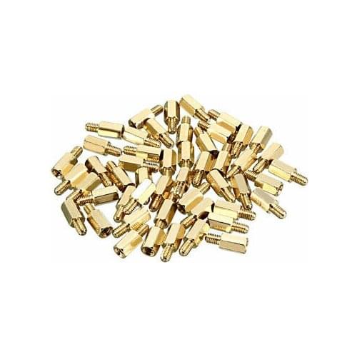 50pcs M4 10+6mm Female Male Thread Brass Hex Standoff Spacer Screws PCB Pillar