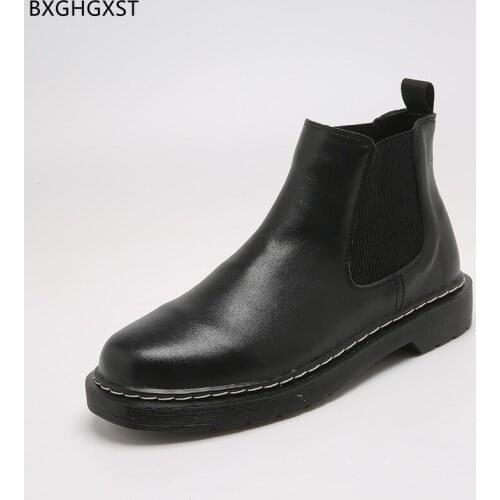 Ankle Boots Fashion Black Chelsea Boots Men Round Toe Leather Boots for Men Male 2021 Designer Men Casual Shoes Chaussure Homme