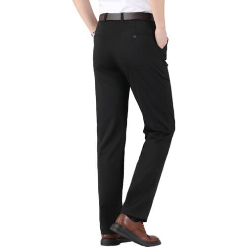 Thin spring summer trousers casual trousers high waist long trousers middle aged mens elastic pants