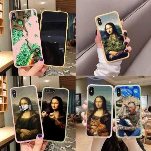 Van Gogh Mona Lisa Funny Art Trolley Suitcase Texture Phone Case For IPhone 11 Pro Max X XS MAX 8 7 6S Plus