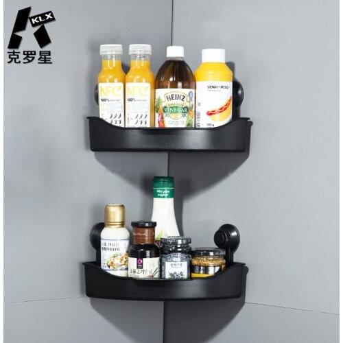 KLX NEW bathroom Drain Corner shelf Vacuum Strong Suction cup Kitchen Punch free No trace Spice rack Household Storage Organizer