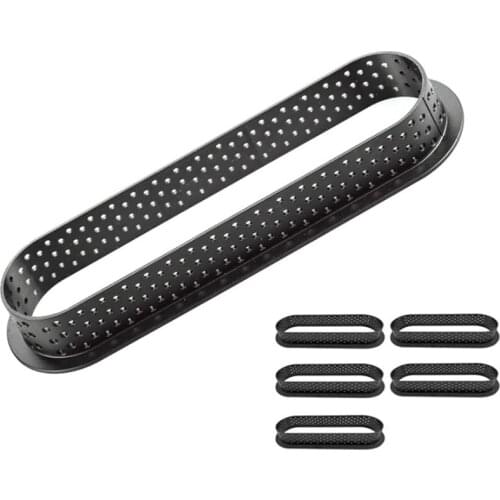 6Pcs Oval Tart Rings Heat-Resistant Perforated Cake Mousse Ring Non Stick Bakeware Tart Mini Cake Mold Cake Rings