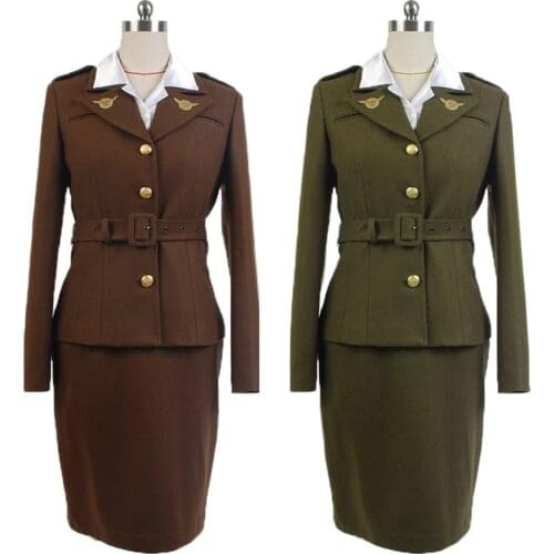 Agent Peggy Carter Cosplay Costume Uniform Full Set For Adult Women 2 Colors