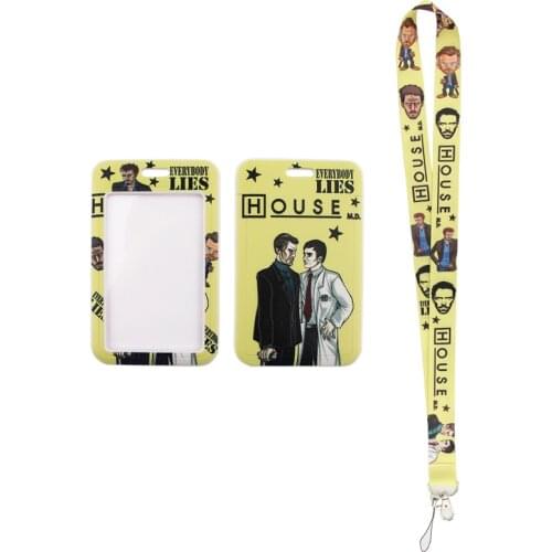 MD554 DMLSKY Cartoon TV Show Business Badge Card Holder with Necklace Lanyard Keychain keys Badge ID Mobile Phone Rope Gifts