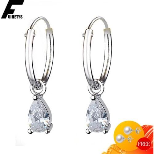 BaliJelry Earrings 925 Silver Jewelry Accessories for Women Water Drop Shape Zircon Gemstone Drop Earring Wedding Engagement