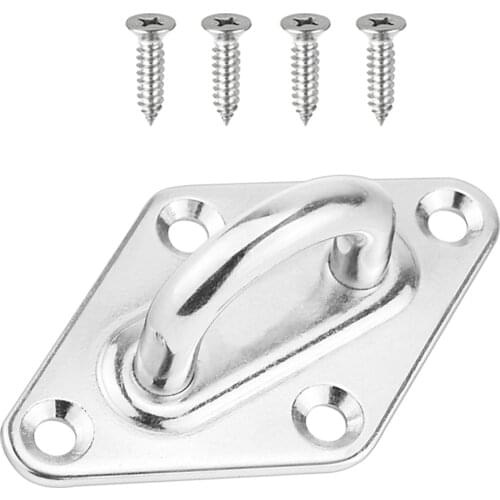 Marine Stainless Steel Boat Diamond Pad Eye Hook Plate Sail Shade Fixing with Mounting Screws