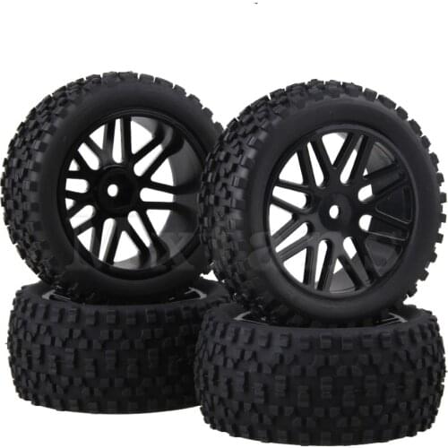 Mxfans 4Pcs RC 1:10 Off-Road Buggy Mesh Shape Wheel Tyre and Rim OD 88 mm Black