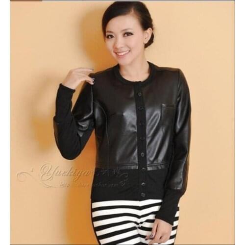 New Spring and Autumn Women Fashion Sexy High Quality Sheep Skin Locomotive Genuine Leather Jacket / Xs-5xl