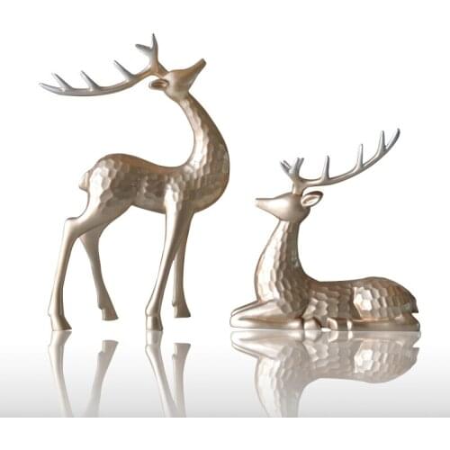 Resin Reindeer Home Decor Figurine Pair Lover Gift Lucky Design Art Crafts Study Creative Animal Decor