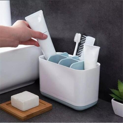 Toothbrush Organizer Bathroom Wall Mounted Toothbrush Holder Pp Plastic Shelf Teeth Floss Rack Bathroom Storage Box Accessories