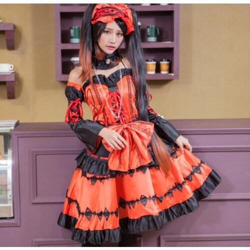 Full Set Princess Dress Anime DATE A LIVE With Wig /Shoes/Socks Nightmare Tokisaki Kurumi Uniform Cosplay Costumes