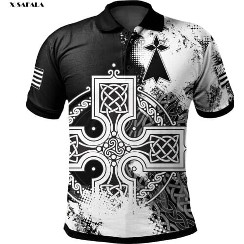 BRITTANY BRITTANY ELTIC CROSS 3D Printed Polo Shirt Men Women Unisex Thin Collar Short Sleeve Street Wear Casual Tee