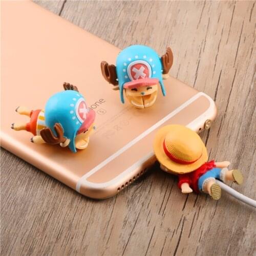 SIANCS One Piece Cable bite protector for iphone usb cable Cartoon organizer winder Cute chompers Chopper Luffy Protector