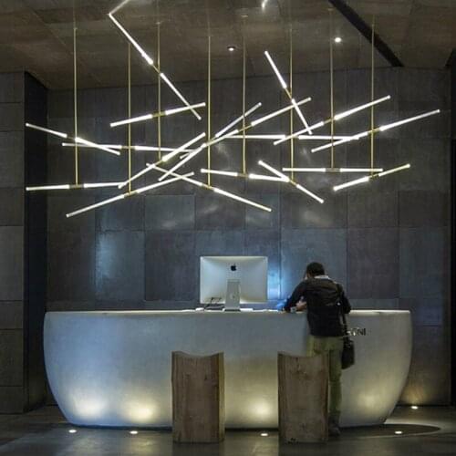 Modern Art Chandelier Hotel Office Bar Counter Chandeliers Golden Acrylic Lampshade Industrial Wind Decoration chandelier light
