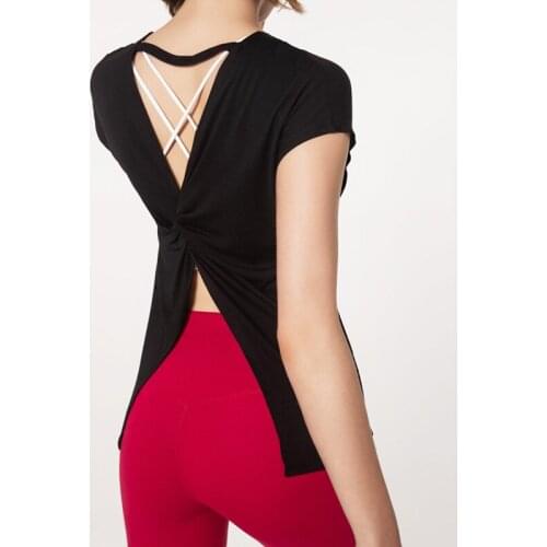 Sport Shirt Yoga For Women Elastic Force Short Sleeve Singlet Running Hollow Smock Gym BreathableTraining Clothes