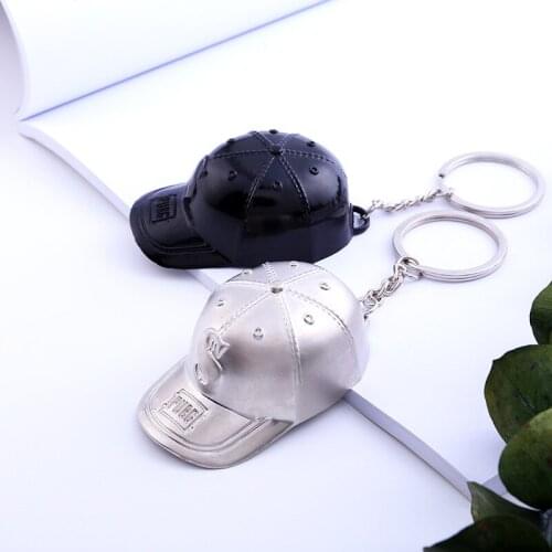 Trendy Creative Black White Hat Shape Keychains For Men Women Popular Keychain Car Key Ring Bag Wallet Pendant Lovers Jewelry
