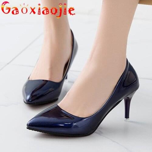 Comfortable Patent Leather Women Pumps Fashion Pointed Wedding Party Heels Simple Easy Matching Office Stiletto Shoes 7 Colors