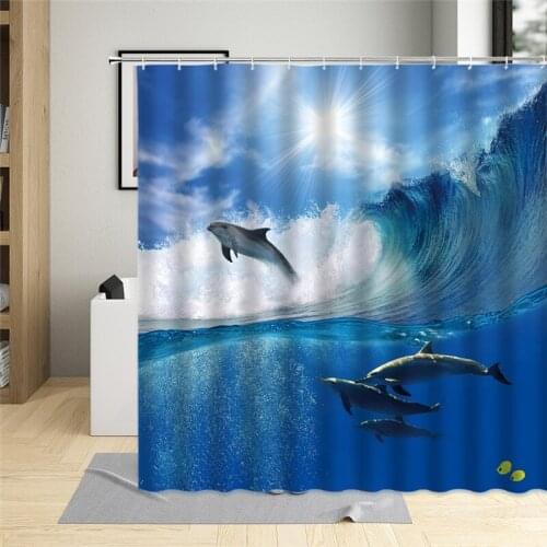 Cute Sea Creatures Dolphins And Killer Whales lShower Curtains Waterproof Polyester Fabric Bathroom Curtains For Home Decor