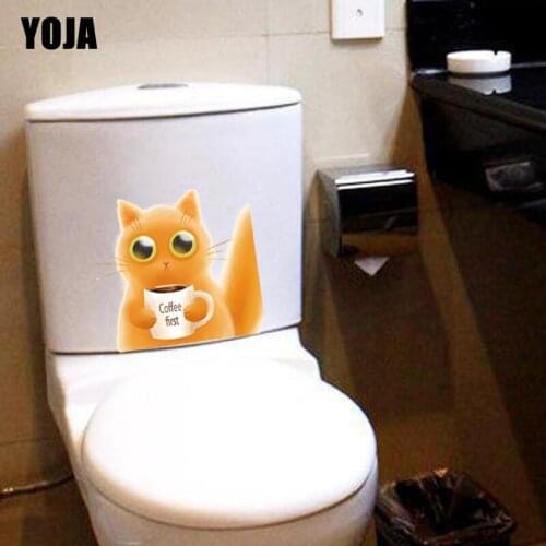 YOJA 21.5*20.1CM Lovely Cat Toilet Decal Wall Sticker BedRoom Home Decoration Creative Animal T3-0408