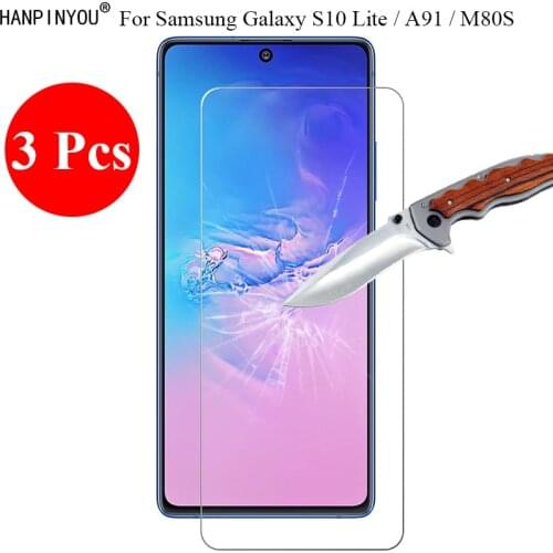 3 Pcs/Lot New 9H 2.5D Tempered Glass Screen Protector For Samsung Galaxy S10 Lite / A91 / M80s Protective Film + Clean Tools