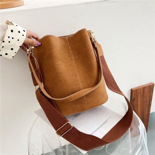 Retro High Capacity Solid Color Bucket Bag Leather Shoulder Bag For Women Hand Bag High Quality Luxury Lady Casual Crossbody Bag