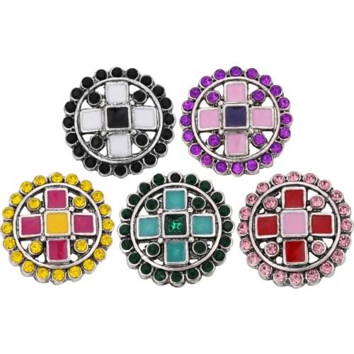 10pcs/lot New Arrival Crystal Flower Metal Snap Button Fit 18mm 20mm Snap Bracelets Bangles Women Snaps Jewelry