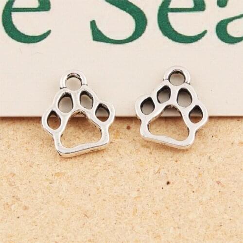 20Pcs Silver Color Pet Paw Charms Animal Dog FootPrints Pendant Fit Necklaces Jewelry Accessories Wholesales 13X12mm A1208