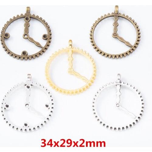 20 pieces of retro metal zinc alloy Gear clock pendant for DIY handmade jewelry necklace making 7666-7668