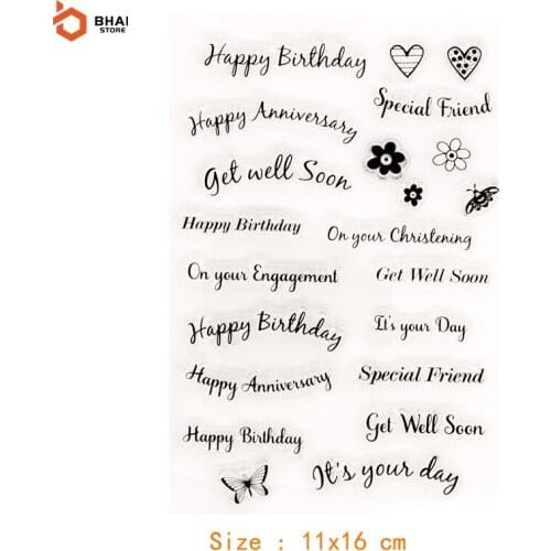 2021 Happy Birthday Clear Stamps for DIY Scrapbooking Photo Album Seal Template Punch Craft Stencils