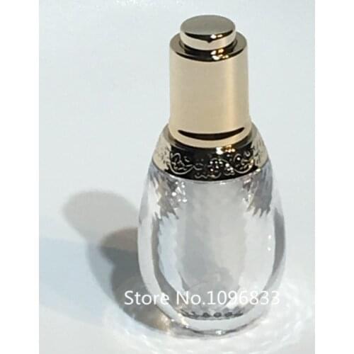 25Pcs Luxury Style Retro Clear Bottle Tattoo Essence Oil Pump Bottle Small Oil Dropper Perfume Acrylic Cosmetic Container 10ml