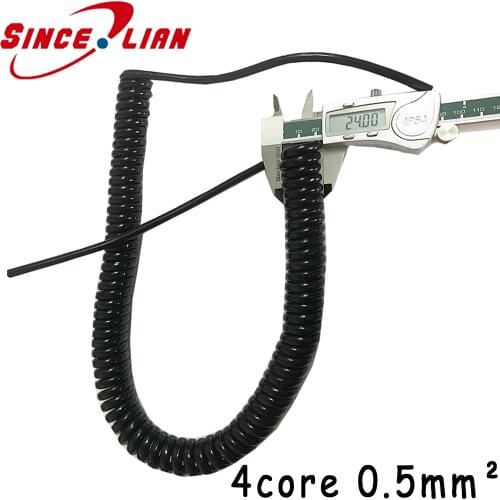 GB 4 Core Spring Wire Spiral Electric Cable 0.5 Square 2.5 m 5 m 7.5 m Black Power Cord Extensible Wire
