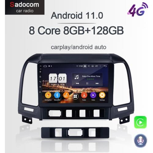 720P 9" PX6 DSP 4G+64G ROM Android 10.0 RDS WIFI car radio 5.0 Car DVD Player GPS Glonass For Hyundai Santa Fe 2006-2011 2012