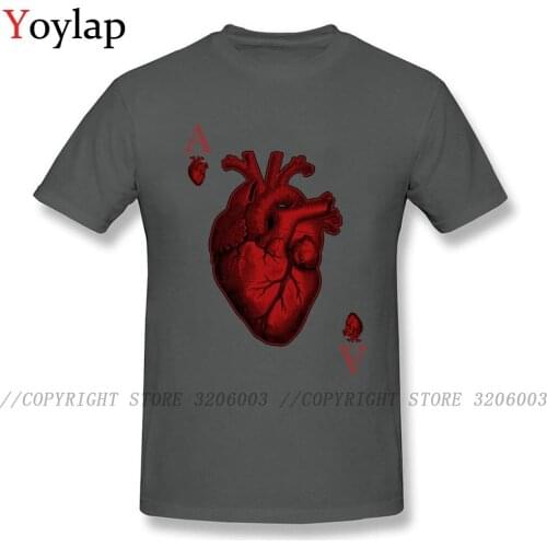 Ace Of Hearts Novelty Poker Design Mens Graphic Cool T Shirts Joker Summer White Cotton Tops Tshirt Unique