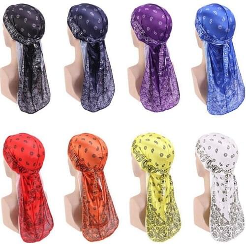 Hair Accessories Silky Durag Bandanas Insect Print Hats For Women Men Long Tail Pirate Hat Waves Do Doo Du Rag Turban Headwear
