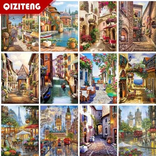 5D Diamond Painting Street View Full Square/Round Diamond Embroidery Landscape Mosaic Rhinestone Picture Home Decoration Gift