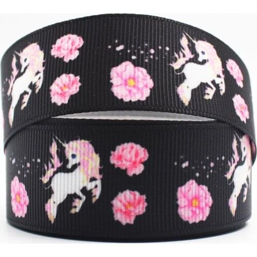 Cartoon Horse and Flower Pattern Black Ribbon Wedding Halloween Party Decoration Sewing Craft 16mm 22mm 25mm 38mm 57m