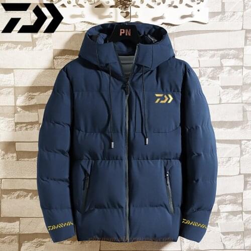 Daiwa Men Plus Velvet Warm Thick Windproof Jacket 2021 New Winter Outdoor for Sports Hiking Clothing Plus Size Fishing Clothes