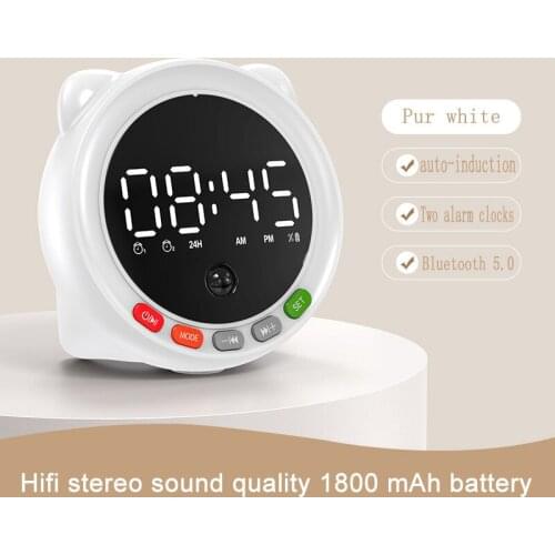 Bluetooth Childrens Alarm Clock Cute Pixel Expression Clock LED Luminous Electronic Bigital Wake-up nap Voice Control Desk Cloc
