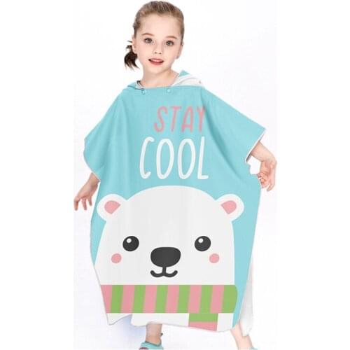 Bear Cat Kids Hooded Bath Towel Microfiber Boys Girls Beach Towels Super Absorbent Cartoon Child Sunscreen Beach Shawel