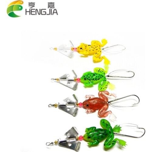 HENGJIA 4PCS soft frog fishing lures hard metal spinnerbaits artificial wobbler spoons pesca fishing tackles