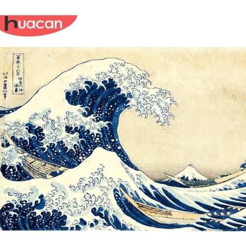 HUACAN 5D Diamond Embroidery Landscape Full Drill Diamond Painting Cross Stitch Ocean Waves Mosaic Home Decoration