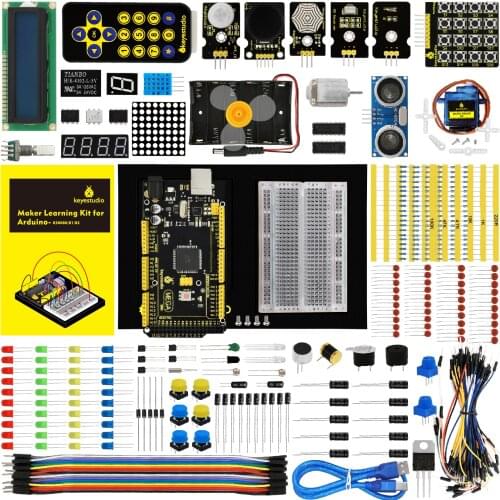 Keyestudio Starter Kit For Arduino MEGA Education Project Learning Kit +User Manual+1602LCD+Chassis+PDF(online)+35Project+Video