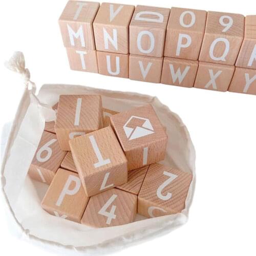 Montessori Alphabet Building Blocks Wooden Toys Large Particles Of Beech Wood Blocks Alphabet Graphic Building Blocks Kids Toys