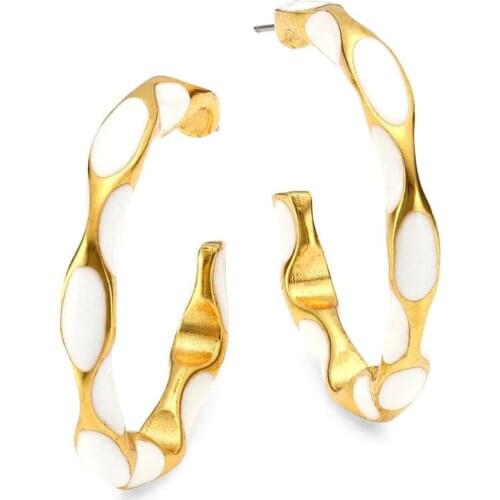 Korea Fashion Aretes High Quality Metal Circle Gold Enamel Aesthetic Aros For Charm Lady Gift Accessories Jewelry Stud Earrings