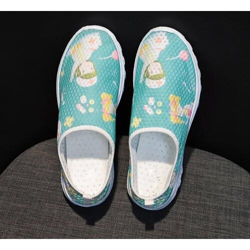 WDHKUN New Cartoon Nurse Doctor Print Women Sneakers Slip on Light Mesh Shoes Summer Breathable Flats Shoes Zapatos Planos