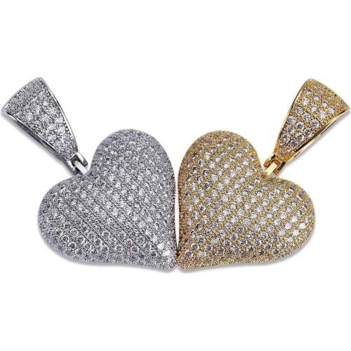 Micro Paved AAA+ Cubic Zirconia Bling Iced Out Heart Lovers Poker Lucky Pendants Necklace for Men Boys Hip Hop Rapper Jewelry