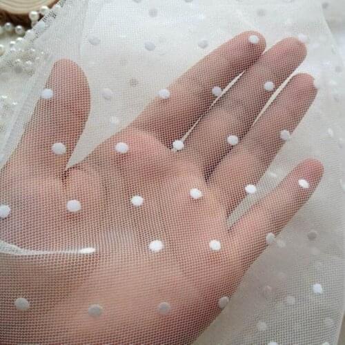 Soft Mesh Gauze Swiss Flocked polka Dots Lace Fabric Puffy Gown Skirt Wedding Princess Dress Costume Mesh 1 yard 160 cm Width