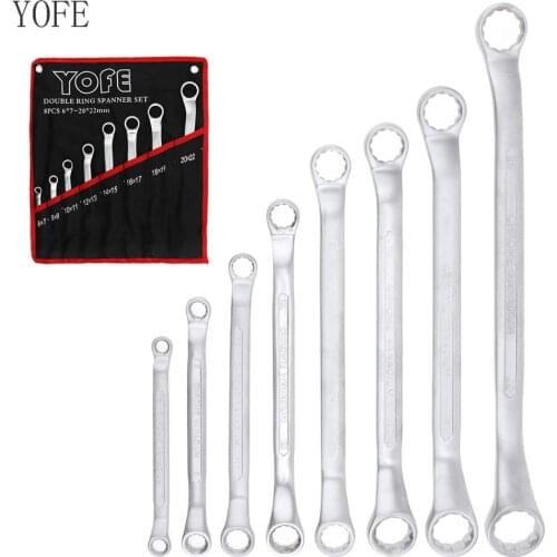 8pcs 6x7-20x22mm Double Ring Spanner Set Ratchet Wrench Set for Installation / Maintenance