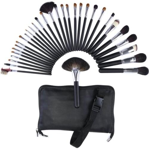 32pcs Professional Cosmetic Brushes Set Kits Goat Hair Facial Makeup Brush with Bag Powder Foundation Eyeshadow brush Natural